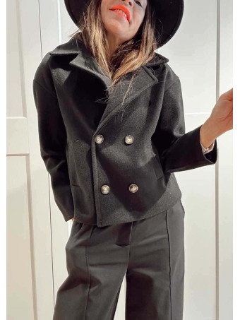 Chaqueta Paño Doble Botonadura BRONTË Negro HEVE
