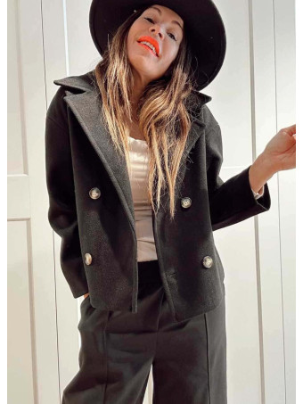 Chaqueta Paño Doble Botonadura BRONTË Negro HEVE