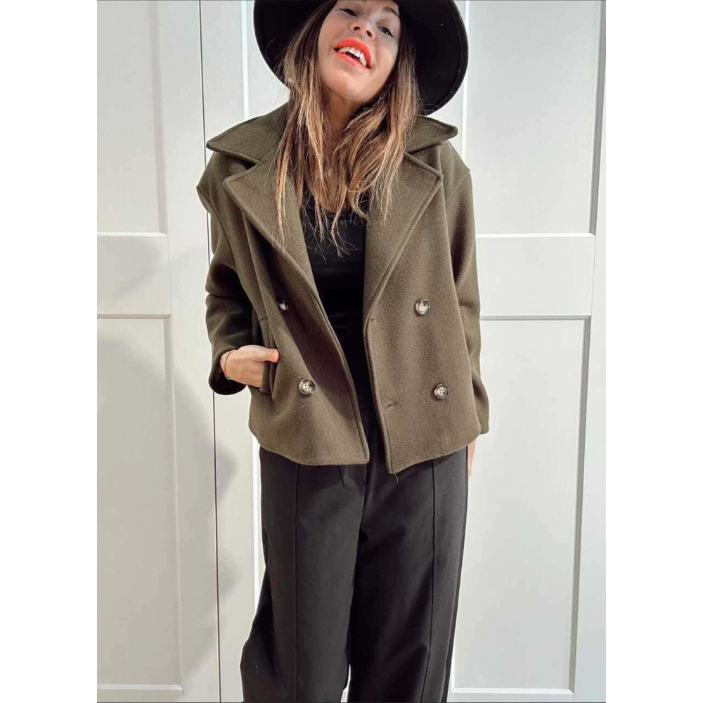 Chaqueta Paño Doble Botonadura BRONTË Verde Militar HEVE