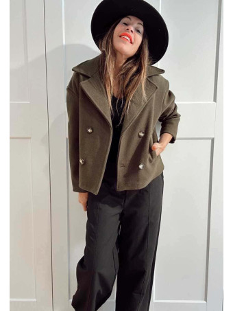 Chaqueta Paño Doble Botonadura BRONTË Verde Militar HEVE