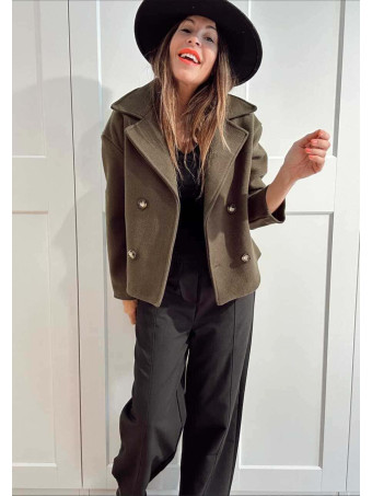 Chaqueta Paño Doble Botonadura BRONTË Verde Militar HEVE