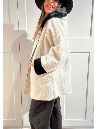 Chaquetón Oversize con Capucha VELVISSY Beige HEVE