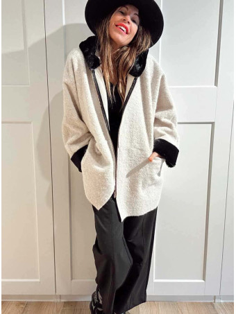 Chaquetón Oversize con Capucha VELVISSY Beige HEVE