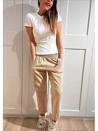Pantalón Casual Style con Dobladillo THYRA Taupe HEVE