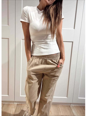 Pantalón Casual Style con Dobladillo THYRA Taupe HEVE