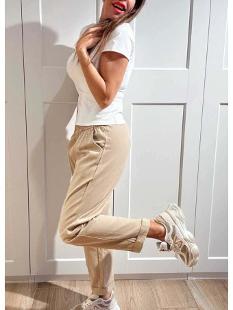 Pantalón Casual Style con Dobladillo THYRA Taupe HEVE