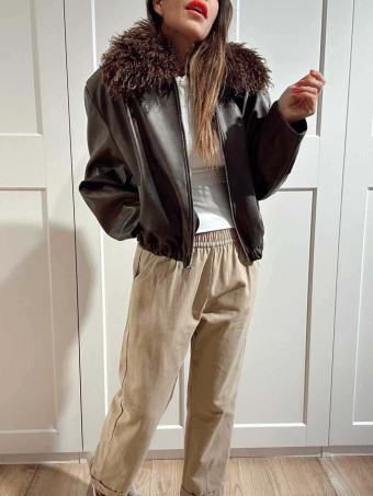 Pantalón Casual Style con Dobladillo THYRA Taupe HEVE