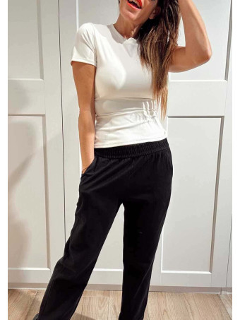 Pantalón Casual Style con Dobladillo THYRA Negro HEVE