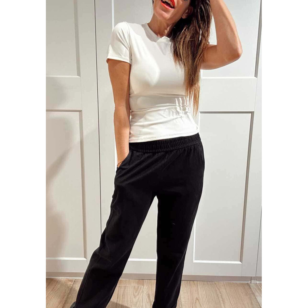 Pantalón Casual Style con Dobladillo THYRA Negro HEVE