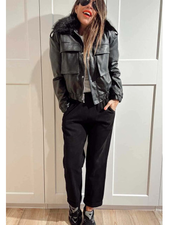 Pantalón Casual Style con Dobladillo THYRA Negro HEVE