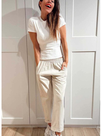Pantalón Casual Style con Dobladillo THYRA Beige HEVE