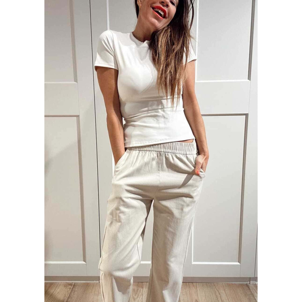 Pantalón Casual Style con Dobladillo THYRA Beige HEVE