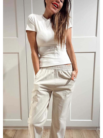 Pantalón Casual Style con Dobladillo THYRA Beige HEVE