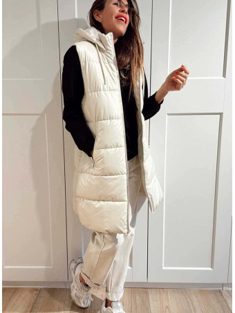 Chaleco Acolchado con Capucha OLLISTER Beige HEVE