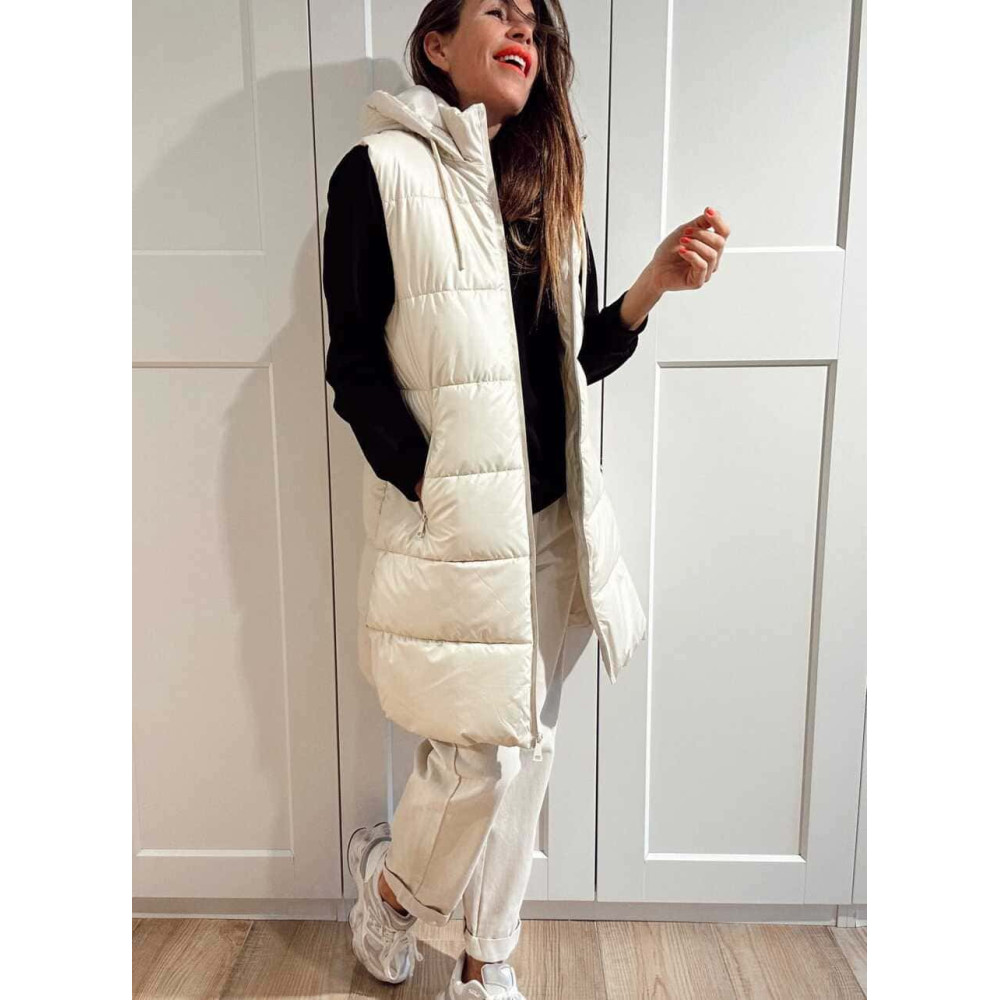Chaleco Acolchado con Capucha OLLISTER Beige HEVE