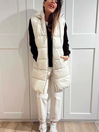 Chaleco Acolchado con Capucha OLLISTER Beige HEVE