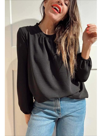 Blusa Fluida Abullonada VOLIANNE Negro HEVE