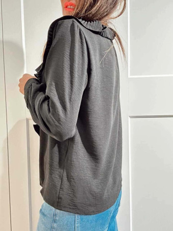 Blusa Fluida Chorreras LULIANNE Negro HEVE
