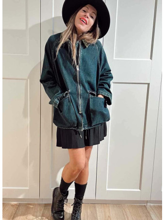 Chaqueta Vaquera Cuello Pana Azul Índigo/Verde HEVE