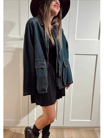 Chaqueta Vaquera Cuello Pana Azul Índigo/Marrón HEVE