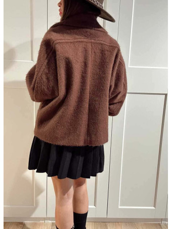 Abrigo Corto Oversize Efecto Pelo MOONVEIL Marrón HEVE