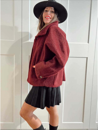 Abrigo Corto Oversize Efecto Pelo MOONVEIL Burdeos HEVE