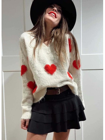 Jersey Oversize Corazones LOVYSSA Beige HEVE