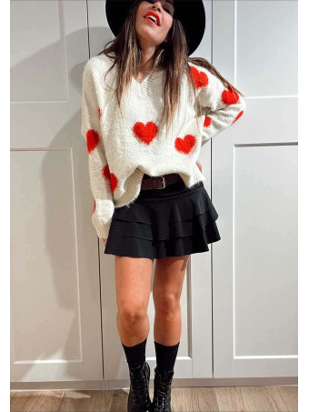 Jersey Oversize Corazones LOVYSSA Beige HEVE