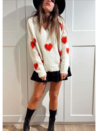 Jersey Oversize Corazones LOVYSSA Beige HEVE