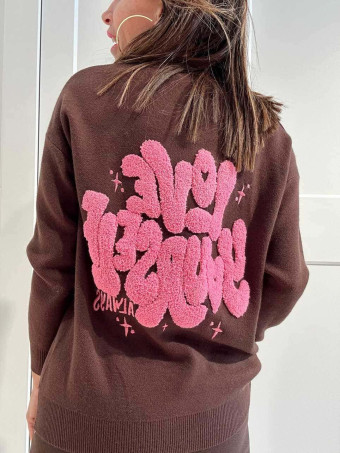 Jersey Letras Burbuja LOVE YOURSELF Marrón HEVE