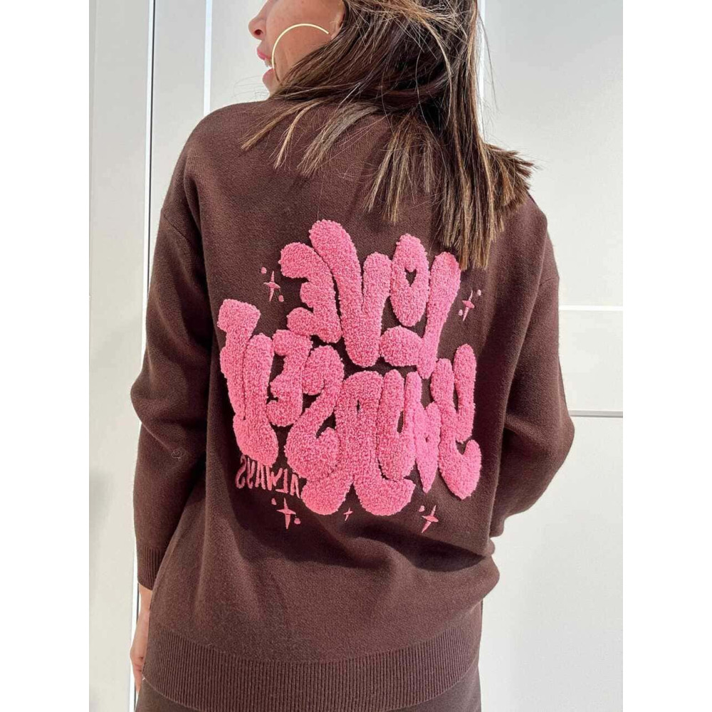 Jersey Letras Burbuja LOVE YOURSELF Marrón HEVE