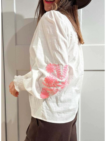 Blusa Bordados VAUDELLE Blanco/Rosa HEVE