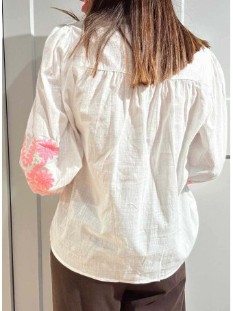 Blusa Bordados VAUDELLE Blanco/Rosa HEVE