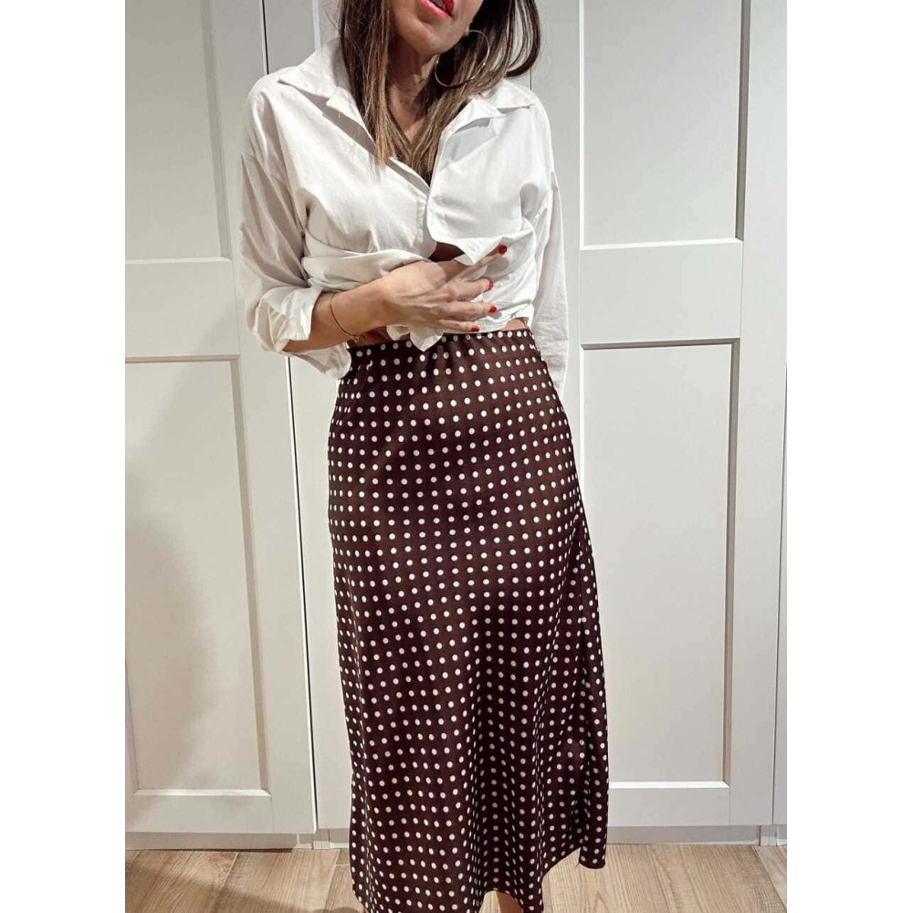 Falda Satinada Lunares LOLA Marrón HEVE