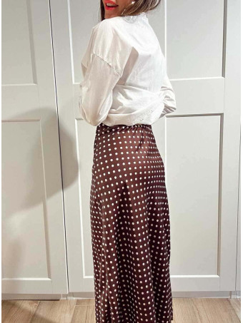 Falda Satinada Lunares LOLA Marrón HEVE
