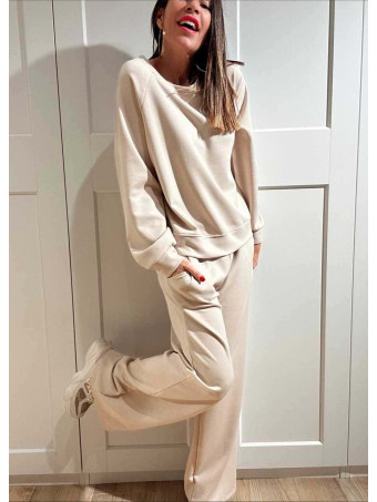 Conjunto Sudadera y Pantalón Soft Touch KINGSLEY Beige HEVE