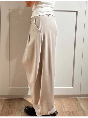 Pantalón Balloon Efecto Cruzado ZAVELLE Beige HEVE