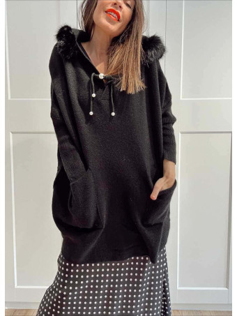 Punto Oversize con Capucha LANSMERE Negro HEVE