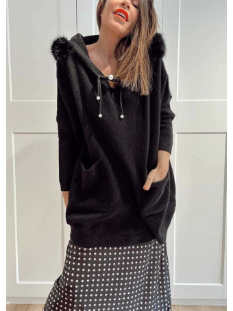 Punto Oversize con Capucha LANSMERE Negro HEVE