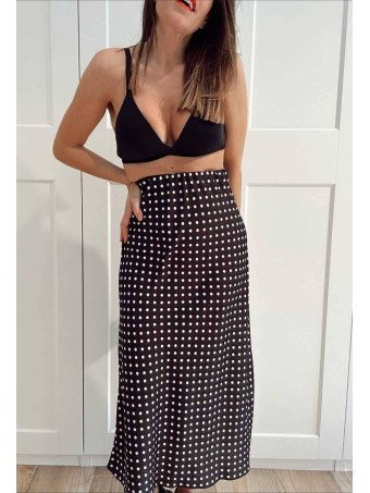 Falda Satinada Lunares LOLA Negro HEVE