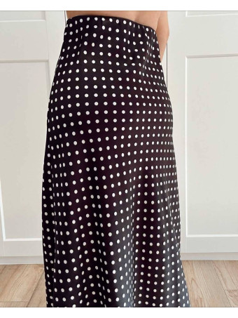 Falda Satinada Lunares LOLA Negro HEVE