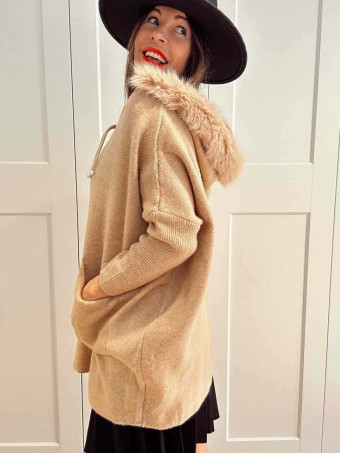 Punto Oversize con Capucha LANSMERE Camel HEVE