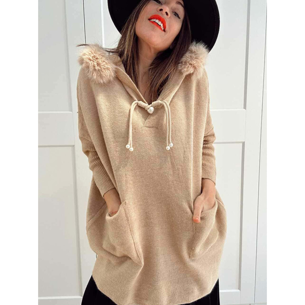 Punto Oversize con Capucha LANSMERE Camel HEVE