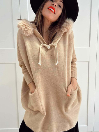 Punto Oversize con Capucha LANSMERE Camel HEVE
