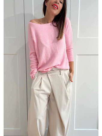 Pantalón Balloon Efecto Cruzado ZAVELLE Beige HEVE