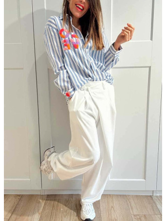 Camisa Rayas Manga Larga LOVE Azul HEVE
