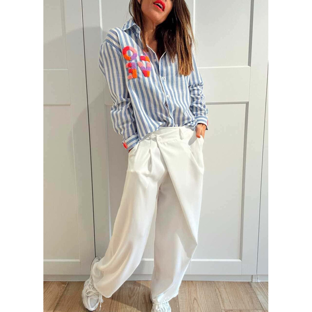 Pantalón Balloon Efecto Cruzado ZAVELLE Blanco HEVE