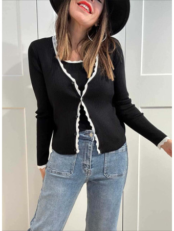 Twinset Canalé Festoneado MAIJA Negro HEVE