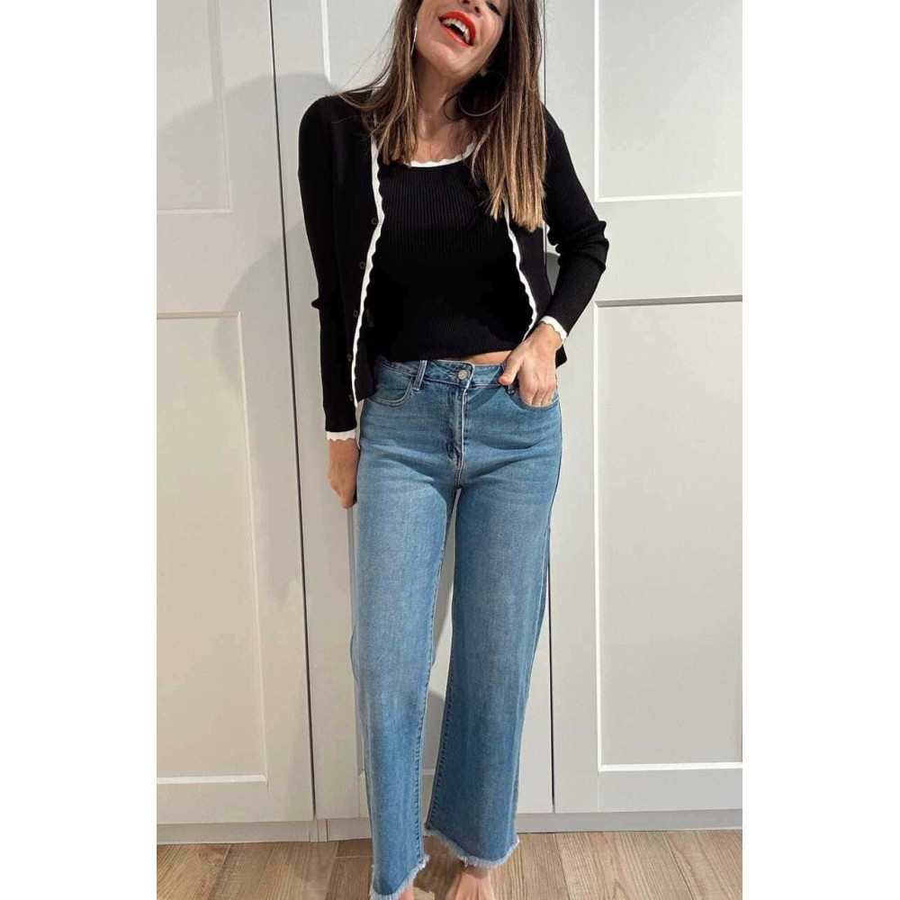 Jeans Wide Leg Bajo Desflecado LOXLEY HEVE