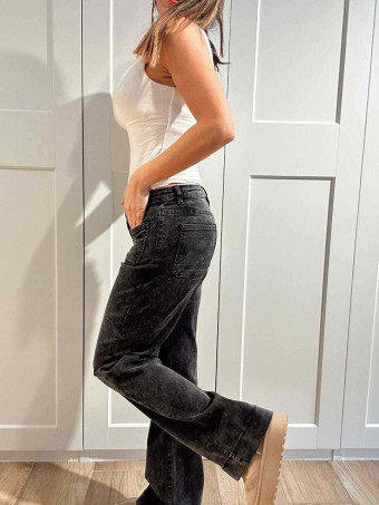 Jeans Wide Leg Botones Vistos VANDRIX Negro HEVE